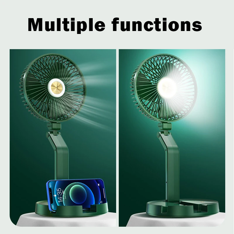 

2 in 1 Desktop Folding Table Lamp Fan Night Light With Phone Holder USB Rechargeable Fans for Home Office Mini Fan H-best