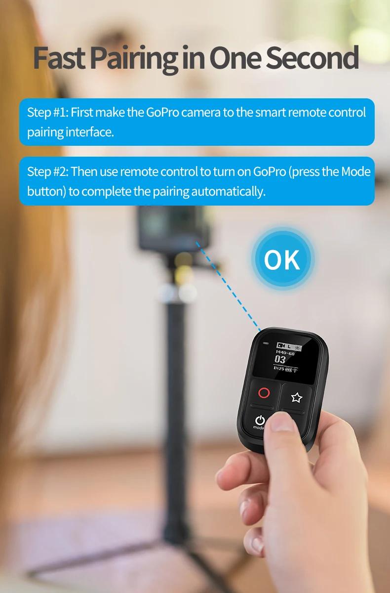 TELESIN 80M Wifi Пульт дистанционного управления для Gopro Hero Black 8 7 6 5 4 Session самолюминесцентный oled-экран дистанционный набор и ярлык