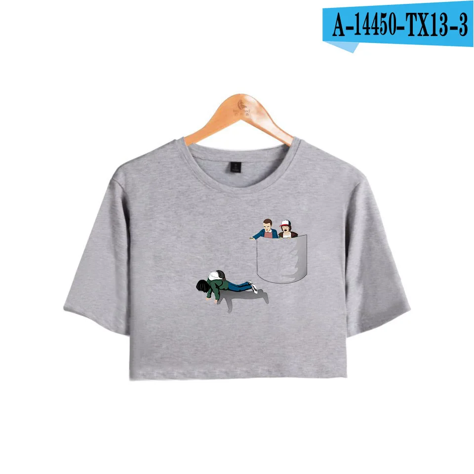 gray Футболка для девочек, футболки с пупками, короткие футболки Harajuku, сексуальные модные летние топы с открытым животом, футболки для женщин - Цвет: gray