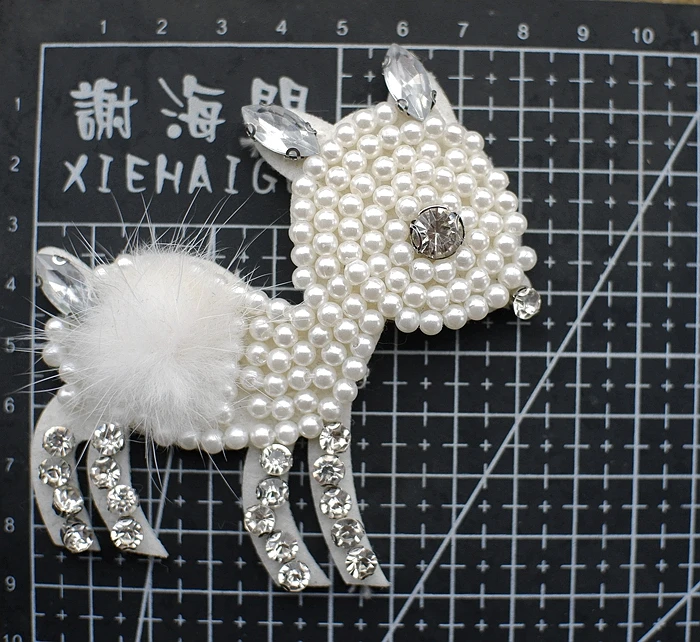 4 шт. расшитая блестками меховая нашивка кролика для одежды аппликация бисером и