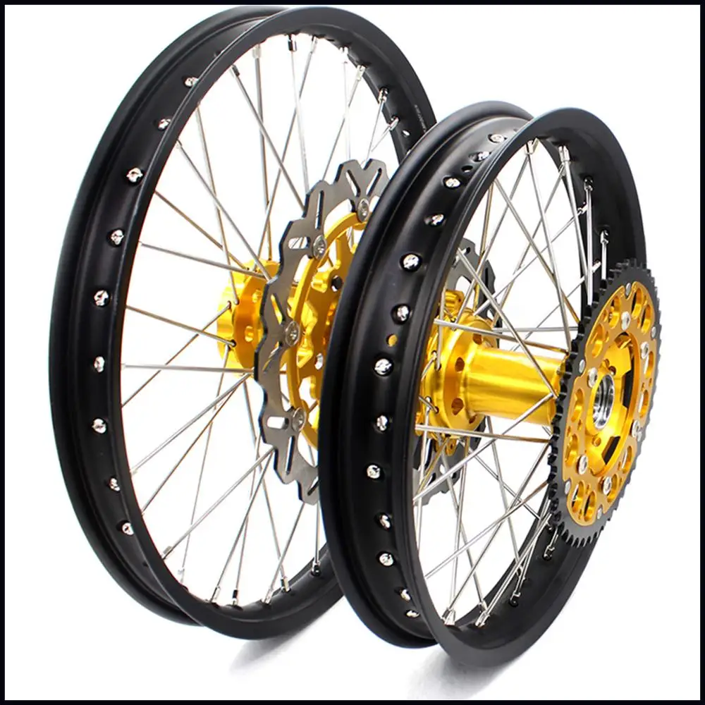 KKE 21/18 комплект колес для мотоцикла SUZUKI DRZ400SM 2005-2020 передние 310 мм диски Золотые с