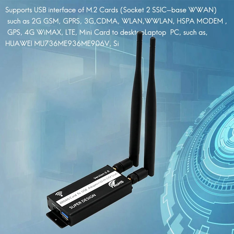 

External Network Card NGFF (M.2) to USB 3.0 Wireless Wifi Adapter with SIM Card Slot for WWAN/LTE/4G Module