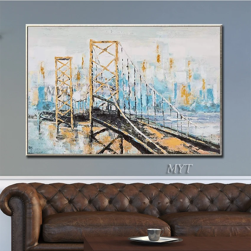 

City Building Scenery Art 100% Hand-painted City Oil Painting Canvas Wall Art Large Size Artwork Oil Paintings For Living Room