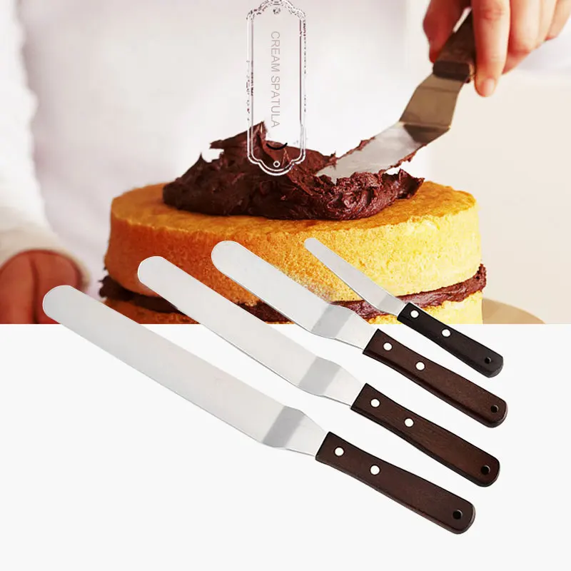 4 шт./компл. из нержавеющей стали с деревянной ручкой для выпечки и лопатки теста