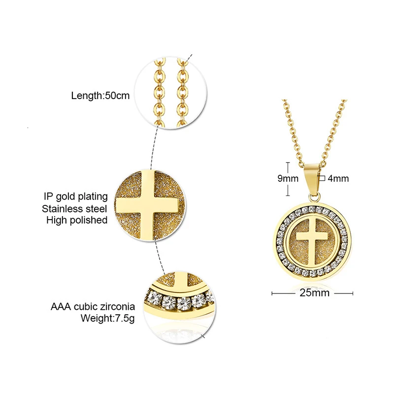 Модное религиозное круглое ожерелье из циркония с кулоном в виде христианского