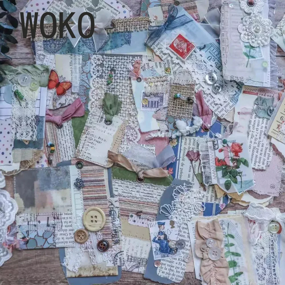 WOKO, креативная, ручная работа, Лолита, бант, Ретро стиль, цветок, тег, мечта, кружево, шелковая этикетка, закладка для билета, завод, блокнот, наклейка, сделай сам, скрапбукинг