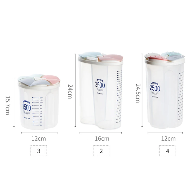 

Food Storage Box Plastic Clear Container Set with Pour Lids Kitchen Storage Bottles Jar Dried Grains Tank Coffee Beans Organizer