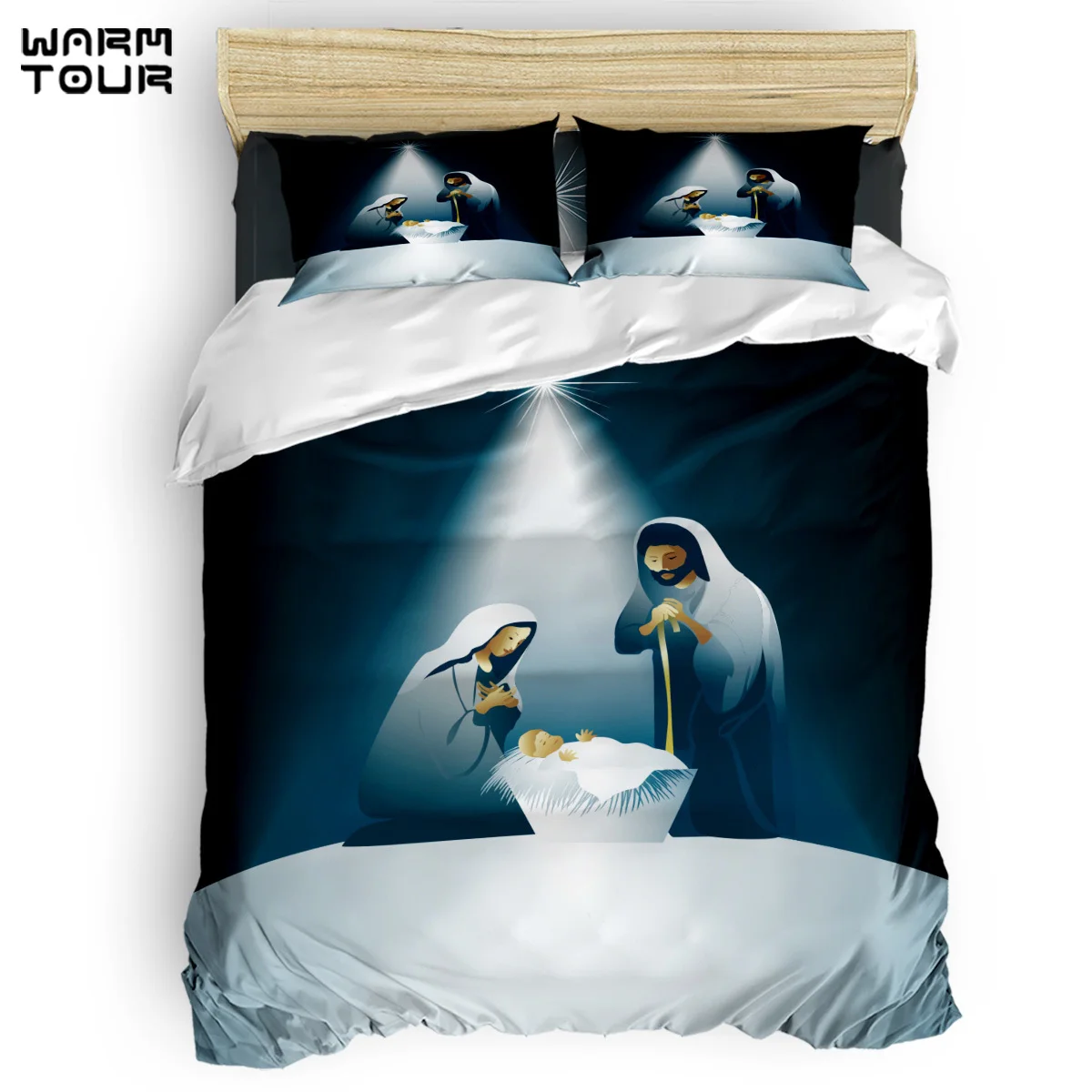 WARMTOUR пододеяльник Рождество Иисуса Христос снег праздник набор 4 комплект
