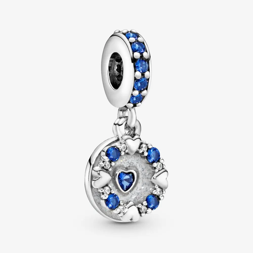 

2021 100% 925 Sterling Silver Birthday Jewelry DIY Gift Trendy Blue jewel pendant brick Charm fit Original Pandora Bracelets