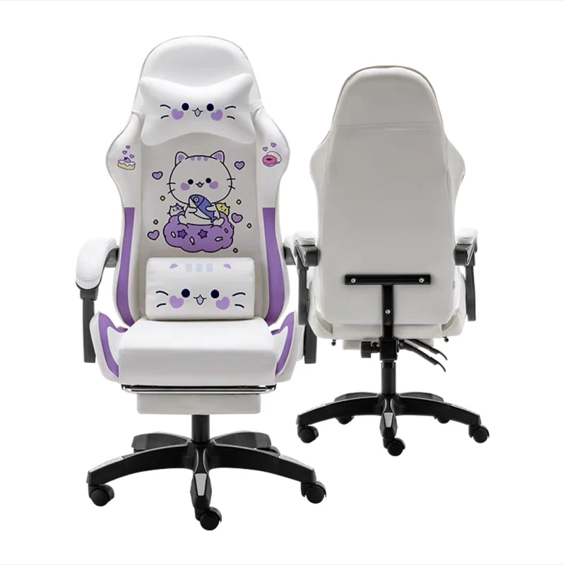 

Wcg gaming chair girl cute Chair Reclining Armchair with Footrest Chair Office Furniture White Chair kawaii gamer girl chair