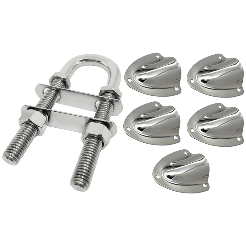 

5 PCS Marine Grade Stainless Steel Large Vent Clam-Shell & 1x Marine Grade Stainless Steel 304 Bow Eye U-Bolt