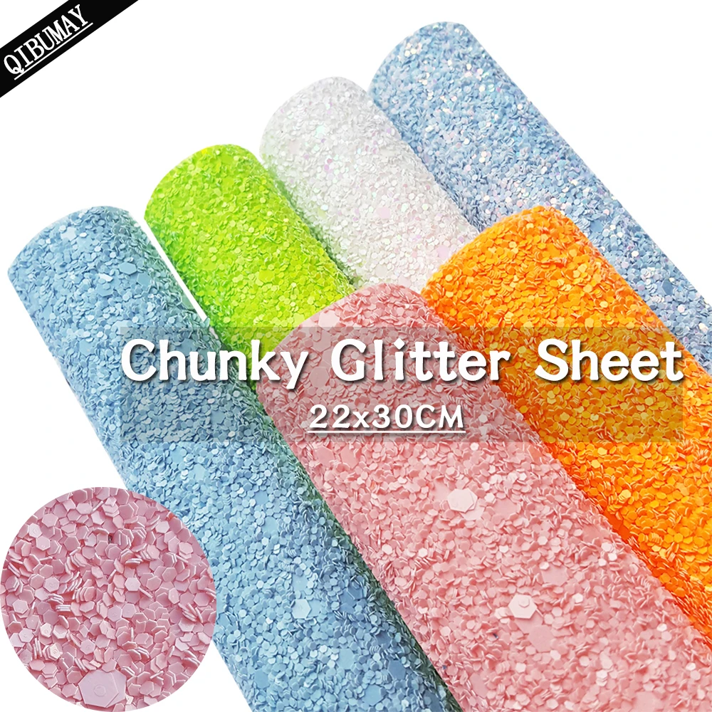 QIBU плотные радужные неоновые листы из искусственной кожи с массивным блеском, 22*30 см, украшение ручной работы, A4, аксессуары для сережек-бантов DIY