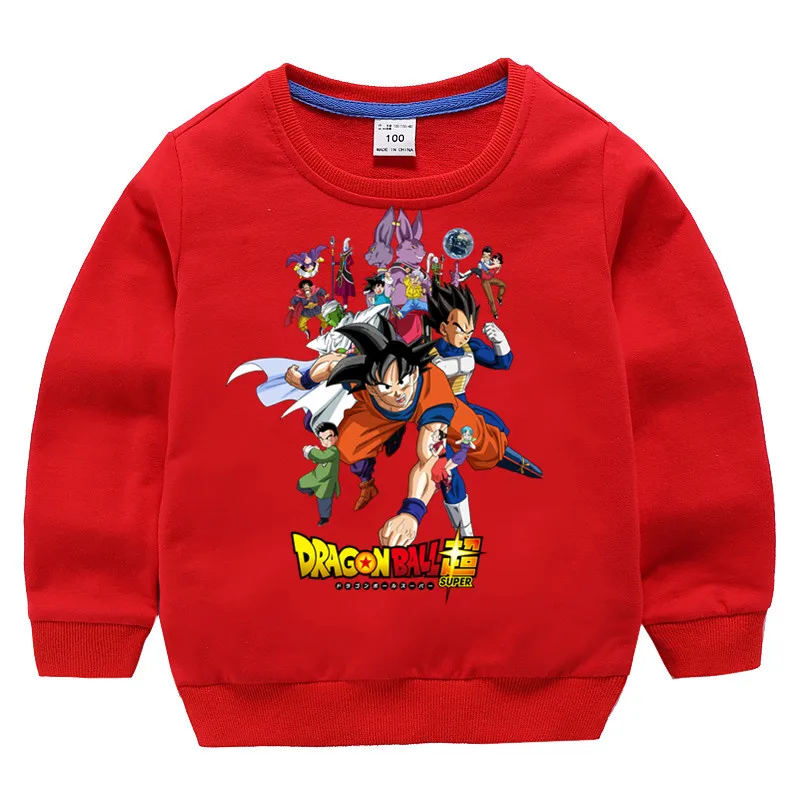 T102A-Red Детские хлопковые толстовки с капюшоном с принтом «Dragon Ball Z super son goku», хлопковый пуловер для девочек, топы для маленьких мальчиков, осенняя одежда - Цвет: T102A-Red