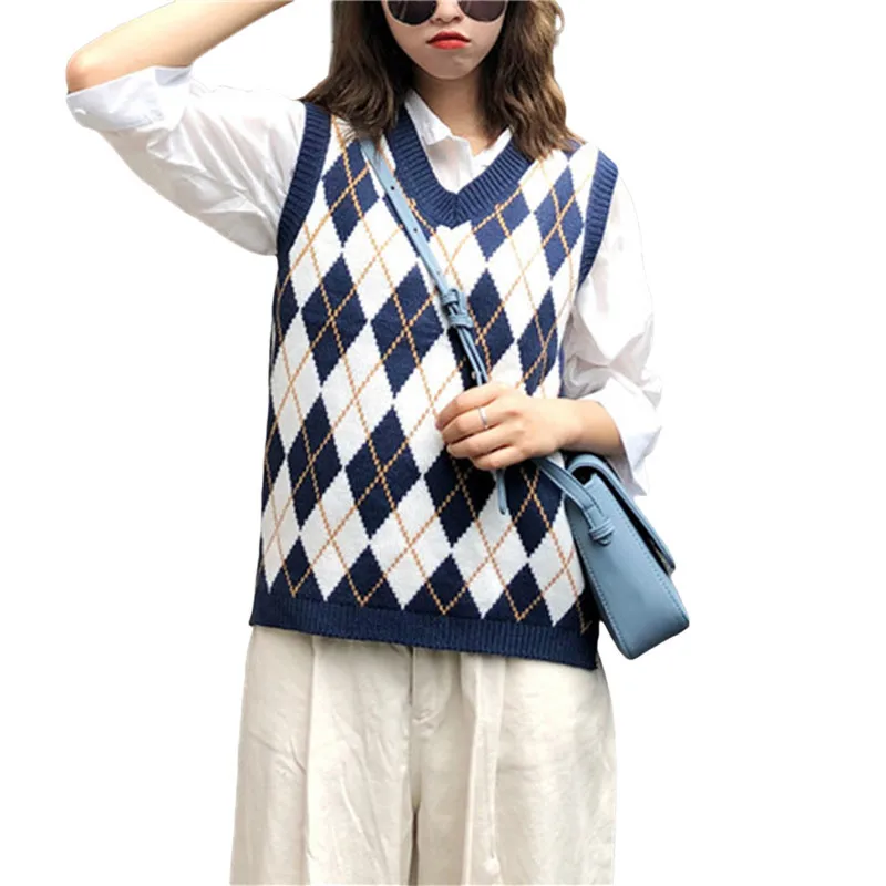 

2020 Fashion Casual Tank Tops Pullover Elasticity Sweater Spring Autumn Women Sleeveless V-Neck Knitted Vest