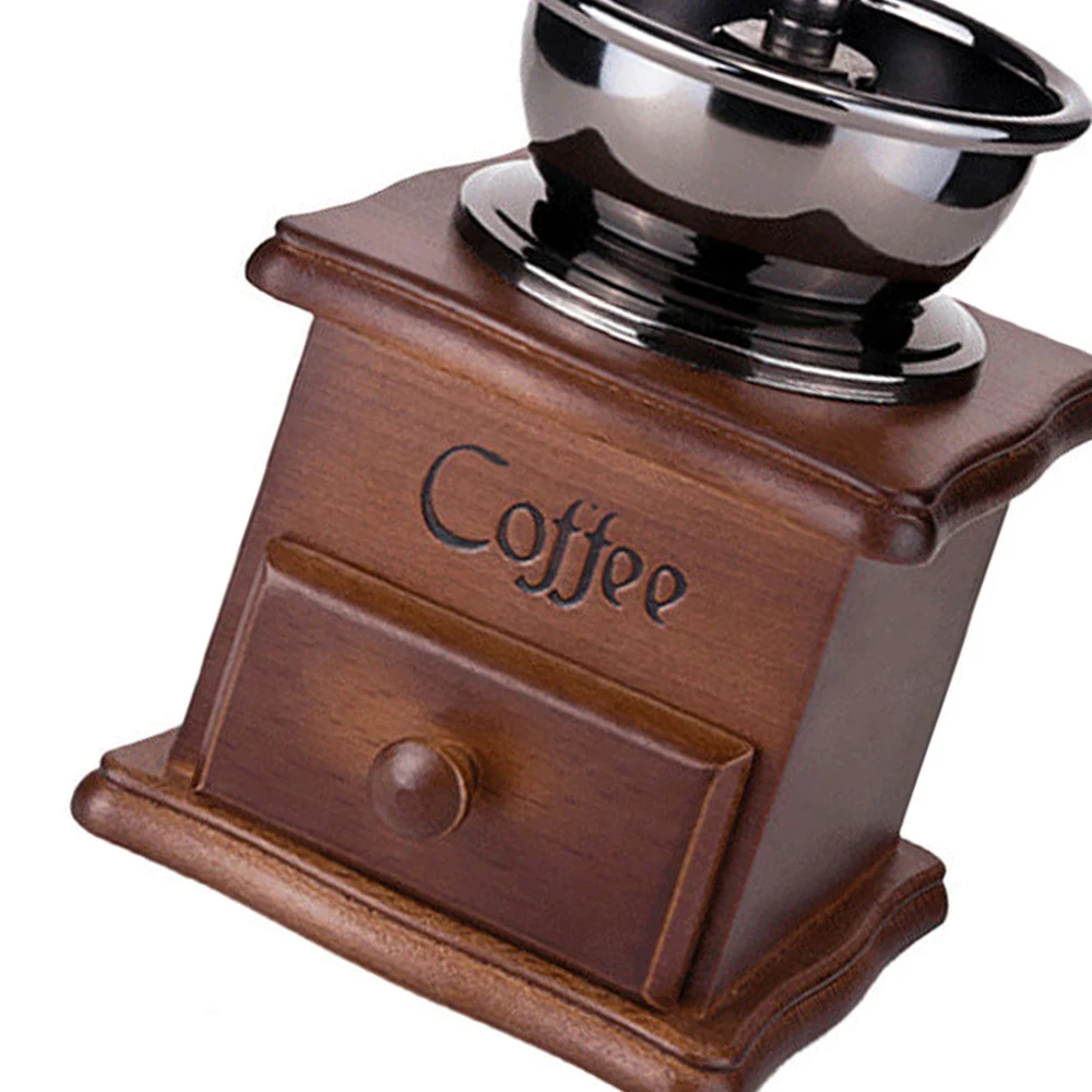 

Vintage Coffee Grinder Classical Wooden Manual Manual Coffee Bean Grinder Retro Coffee Spice Mill Wheel Machine