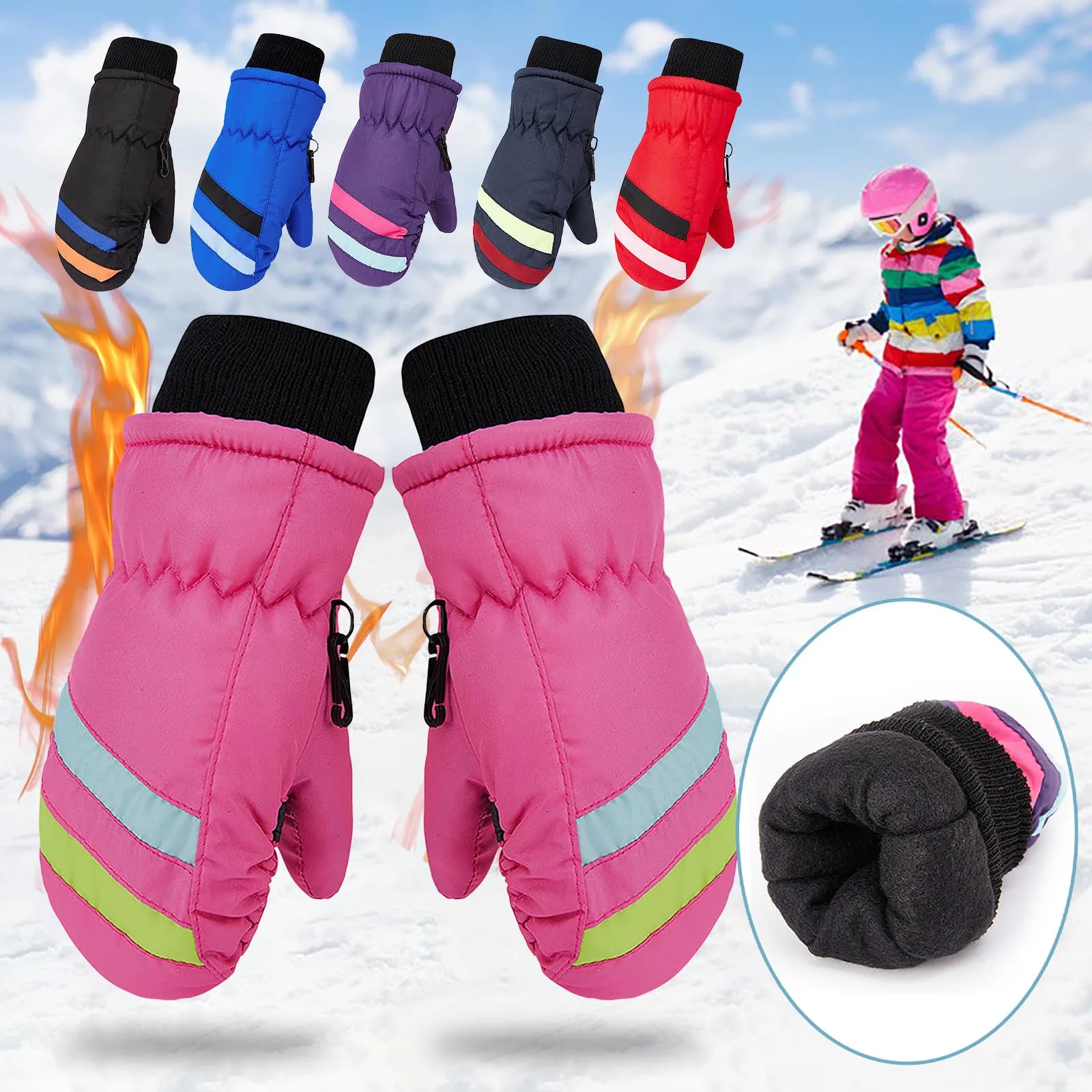 

Мультяшные Детские теплые лыжные перчатки, зимние теплые плотные детские перчатки для сноуборда и снега, варежки, водонепроницаемые перчатки для детей, размеры L * 5