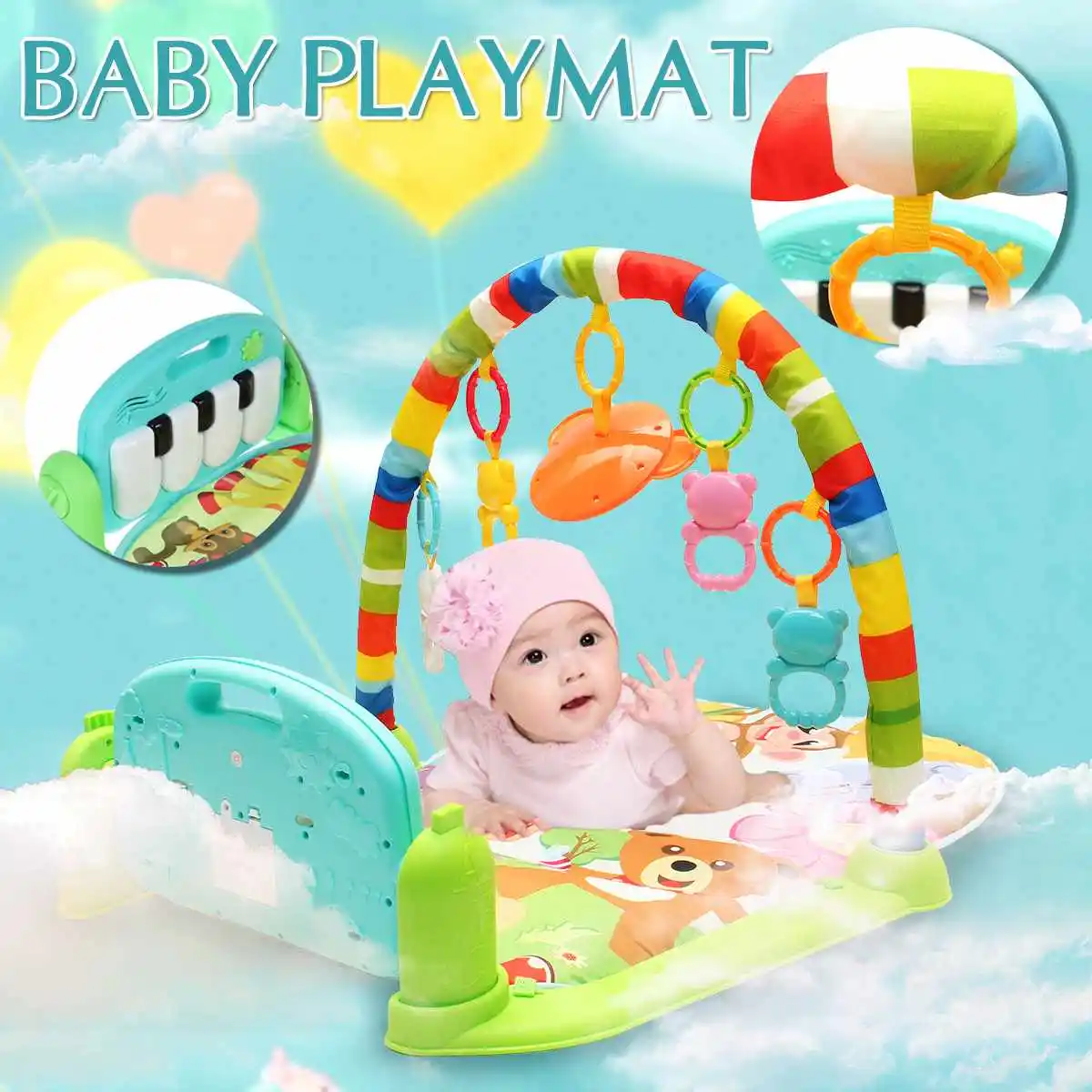 

5 in 1 Baby Gym Puzzles Mat Carpet Educational Rack Toys Baby Music Play Mat With Piano Keyboard Infant Fitness Carpet Kids Gift