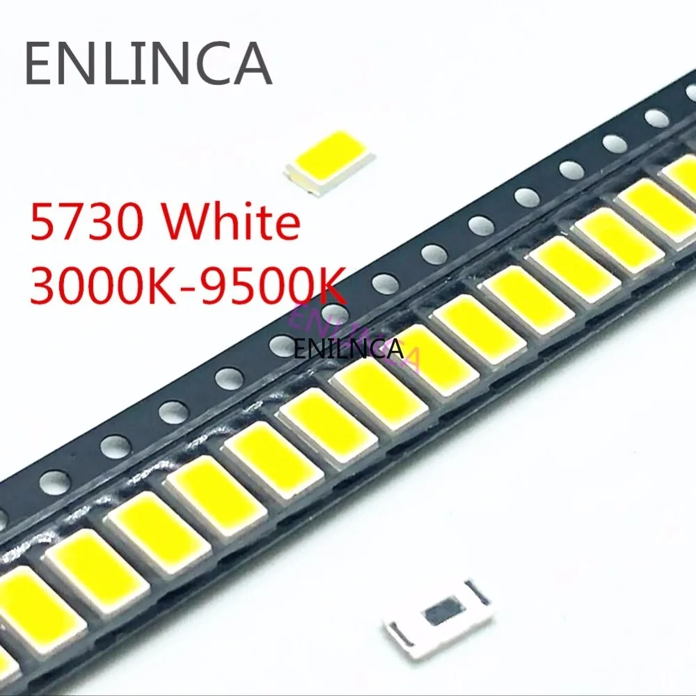 

2000Pcs 5730-CW WW 0.5W-150Ma 50-55lm White Light 3000K 4000K 6000K 95000K SMD 5730 5630 LED 5730 diodes 3.2 - 3.4V