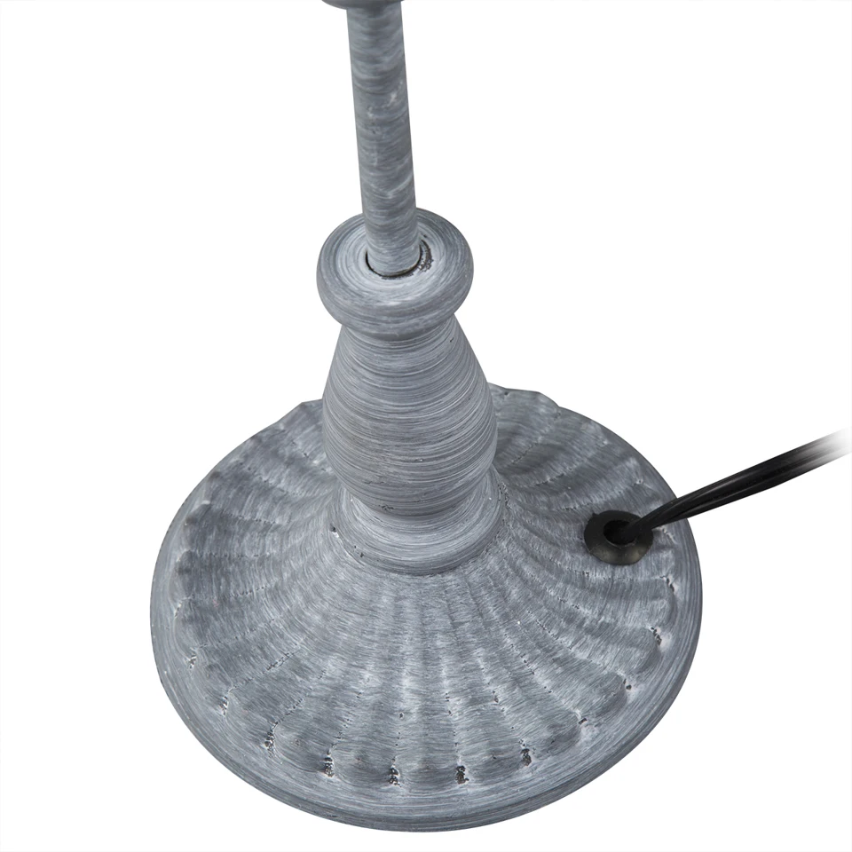 OYGROUP Винтажная настольная лампа из серой ткани дымоход Железный корпус лампы