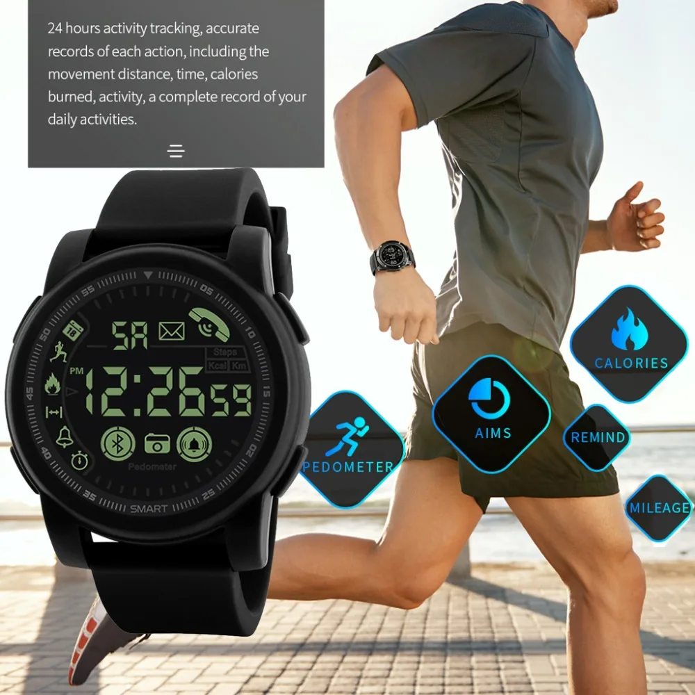 HONHX спортивные мужские часы с Bluetooth, Цифровые Смарт-часы, мужские часы с хронографом, водонепроницаемые часы с большим циферблатом, спортивные мужские часы