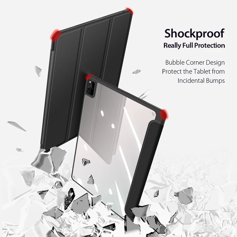 

Case for Huawei MatePad Pro 12.6Inch 2021 PU+Transparent PC Flip Case Tablet Stand PU Leather Case