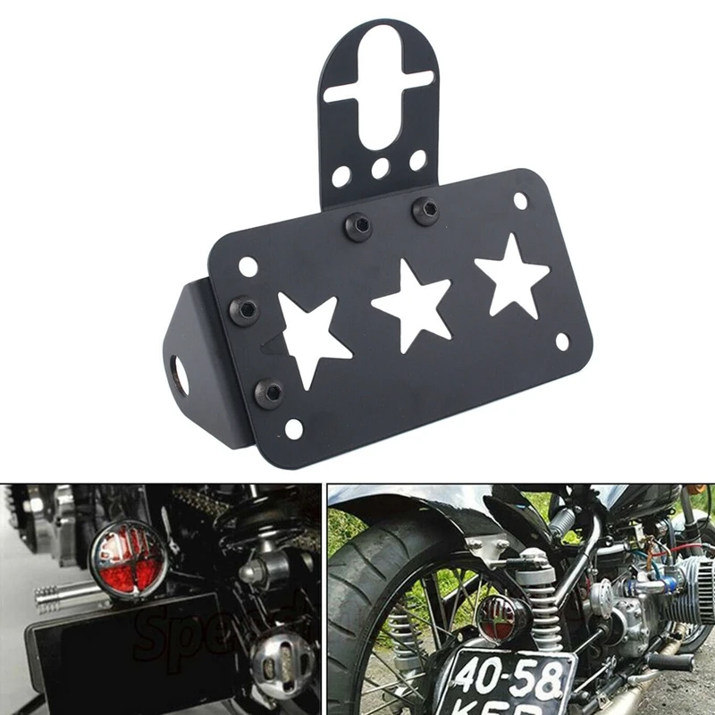 

Black Tail Light License Plate Holder Side Mount Bracket for Chopper Sportster Stop Light Cb750 Xs650