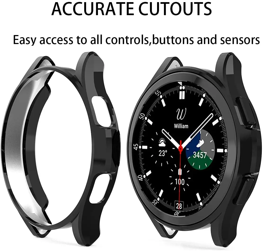 Case for Samsung Galaxy watch 4 classic 46mm 42mm TPU Plated all-around bumper cover Screen protector Galaxy watch 4 5 44mm 40mm