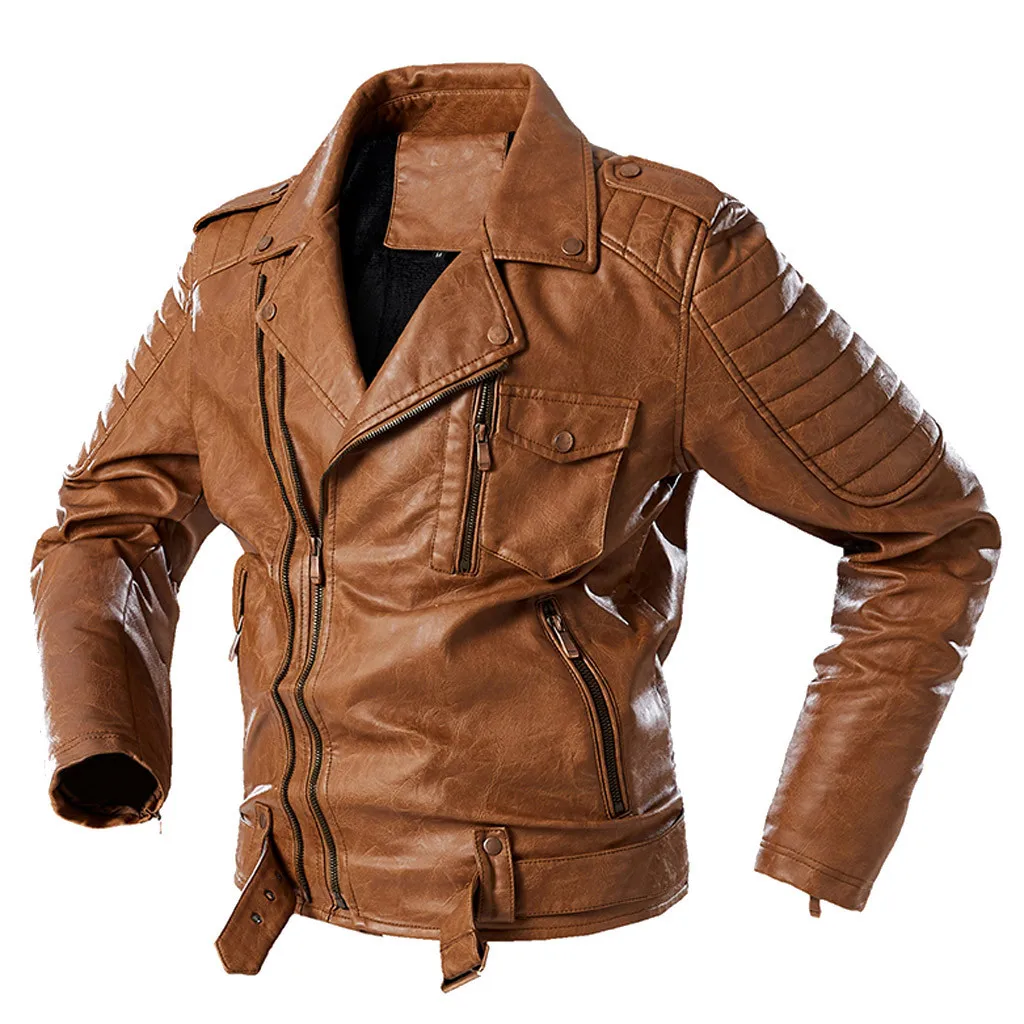 Мужские кожаные куртки, Высококачественная классическая мотоциклетная куртка, Мужская кожаная куртка