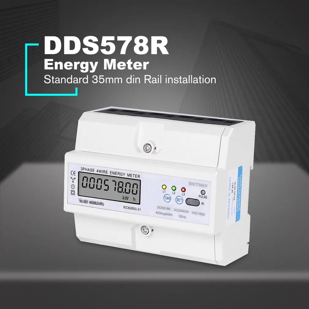 SINOTIMER RS485 Modbus Rtu din-рейка 3 фазы 4 провода ЖК-цифровой ваттметр электронный