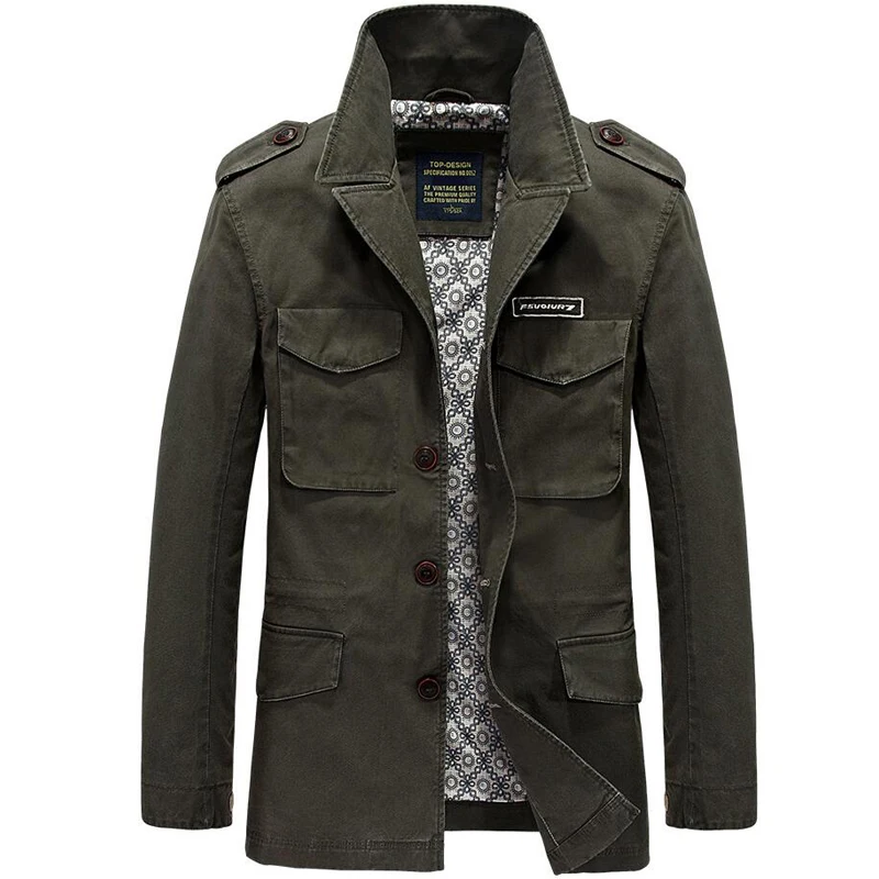 Длинный Тренч мужской повседневный многокарманный военный жакет chaqueta larga hombre мужской модный ветровка хлопковый плащ s