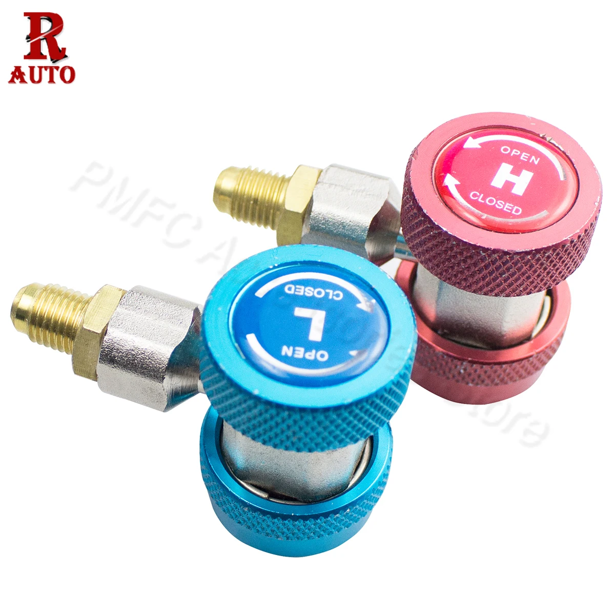 

R-AUTO 1 Pair High Low Connector Manifold Adapter R134A AC Air Condition Adjustable Quick Coupler Refrigerant Manifold Gauge Set