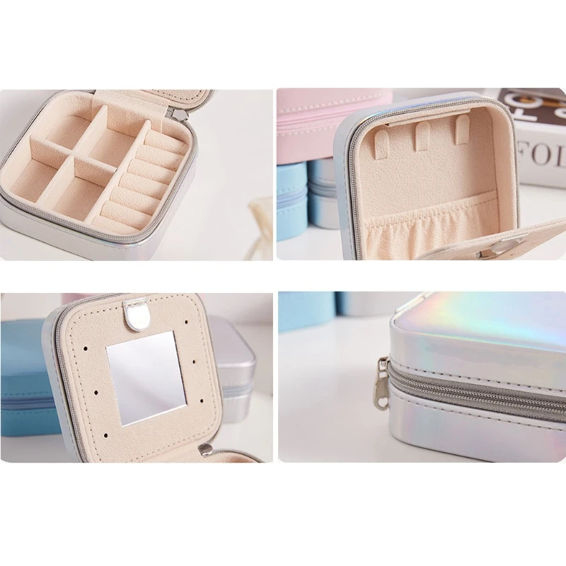 95AB милые ювелирные украшения простые легсветильник Роскошные двухслойные ожерелья помада кольца кожаный чехол для хранения с зеркалом