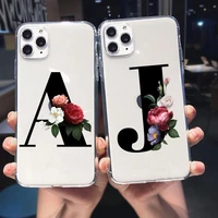 letters flower custom 26 english name soft phone case cover for iphone 11 pro max x xs max xr 8 7 plus 6 6s silicone cases coque