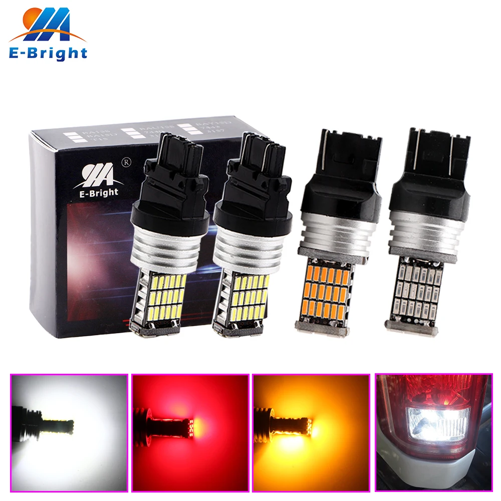 2 шт. Canbus 1156 1157 T20 7440 7443 3156 3157 4014 45 SMD Янтарный красный белый авто светодиодный