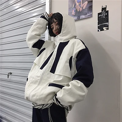 White Женская Куртка Harajuku свободная теплая куртка с длинными рукавами зимняя новая уличная куртка женская модная повседневная куртка с капюшоном - Цвет: White