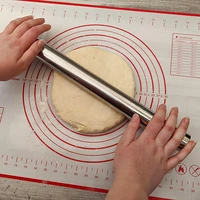 stainless steel rolling pin mat silicone non slip non stick pastry mat with measurements for dough pizza cookies pie