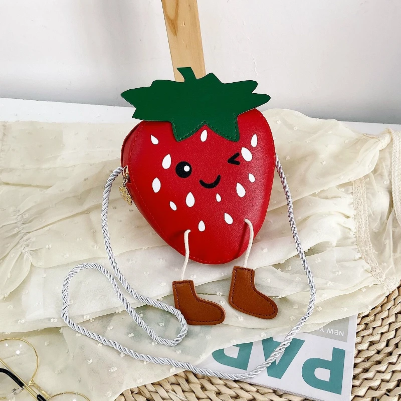PU Leather Lovely Girls Coin Purse Handbags Children's Mini Shoulder Messenger Bag Cute Strawberry Baby Kids Crossbody Bags