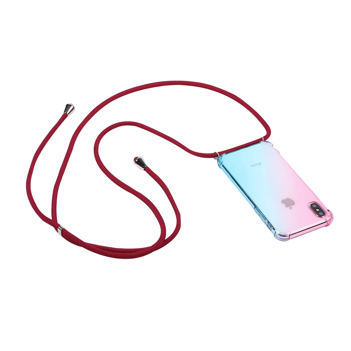 Lanyard rainbow aurora transparent phone case for iphone 12 7 8 plus X Xs max XR 11 pro 6 6s shoulder strap rope cord cover | Мобильные