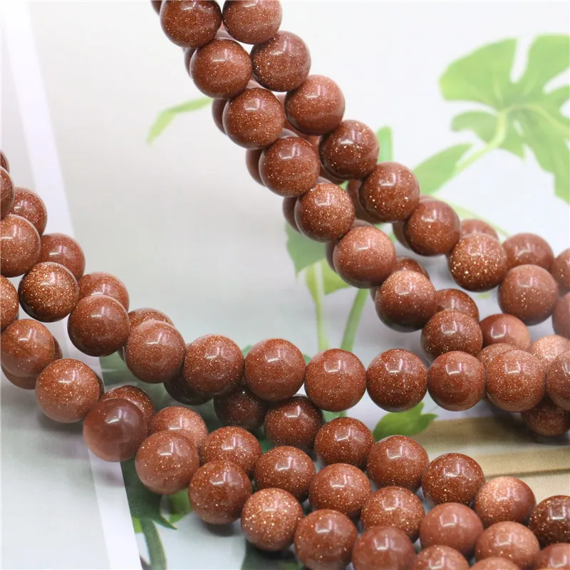 Горячая Распродажа натуральный камень золотой песок 4/6/8/10/12 мм круглые бусины Для