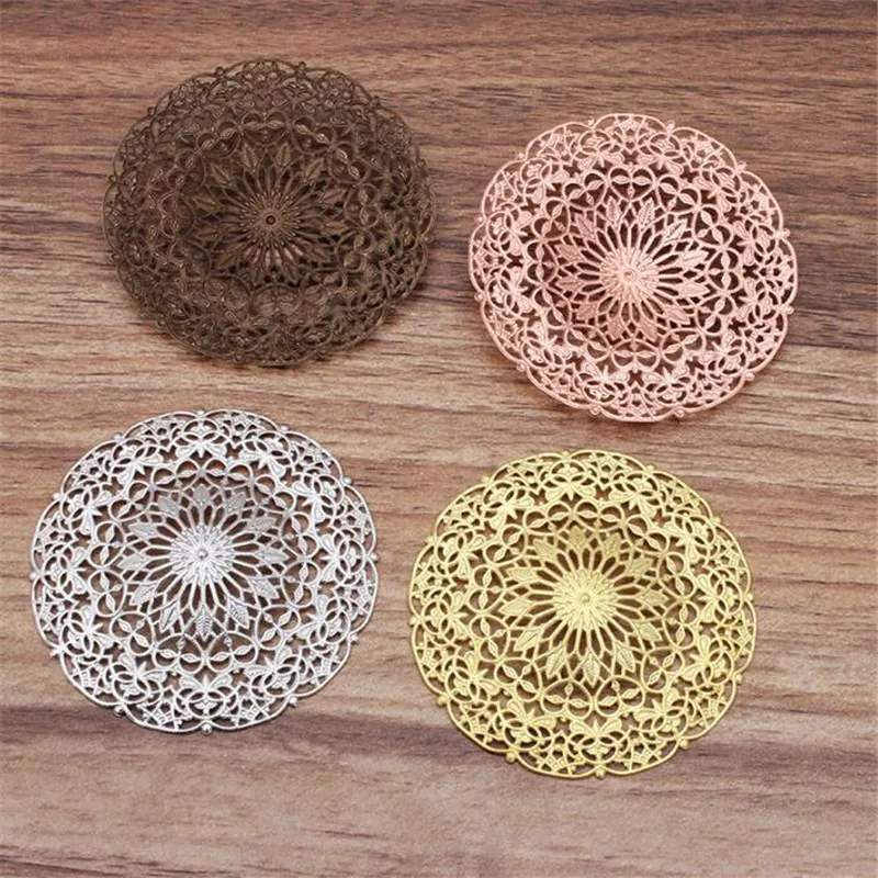 Винтажные круглые ажурные Подвески с цветочным мотивом серебристые ювелирные