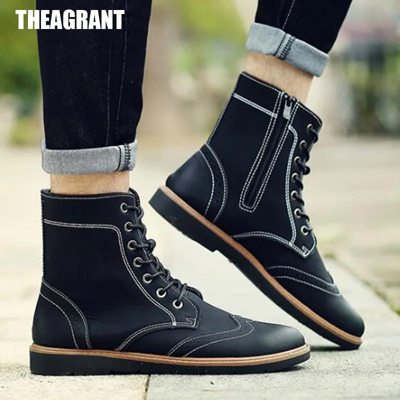 THEAGRANT/; Мужские ботинки в стиле ретро; ботильоны в винтажном стиле; мужская обувь на шнуровке; сезон осень-зима; Мужская обувь в британском стиле; Цвет Черный; MBS2003