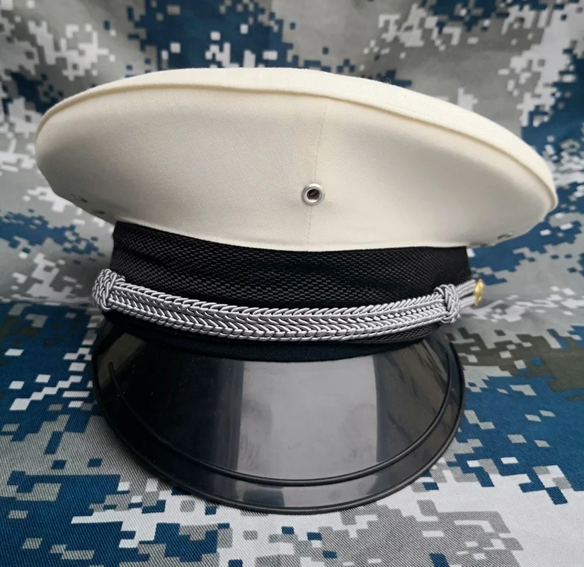 2021 White Captain Naval Military Hats Wide Brim Army Visor Cap for Band Show Sing Dance Cosplay Halloween Christmas Festival