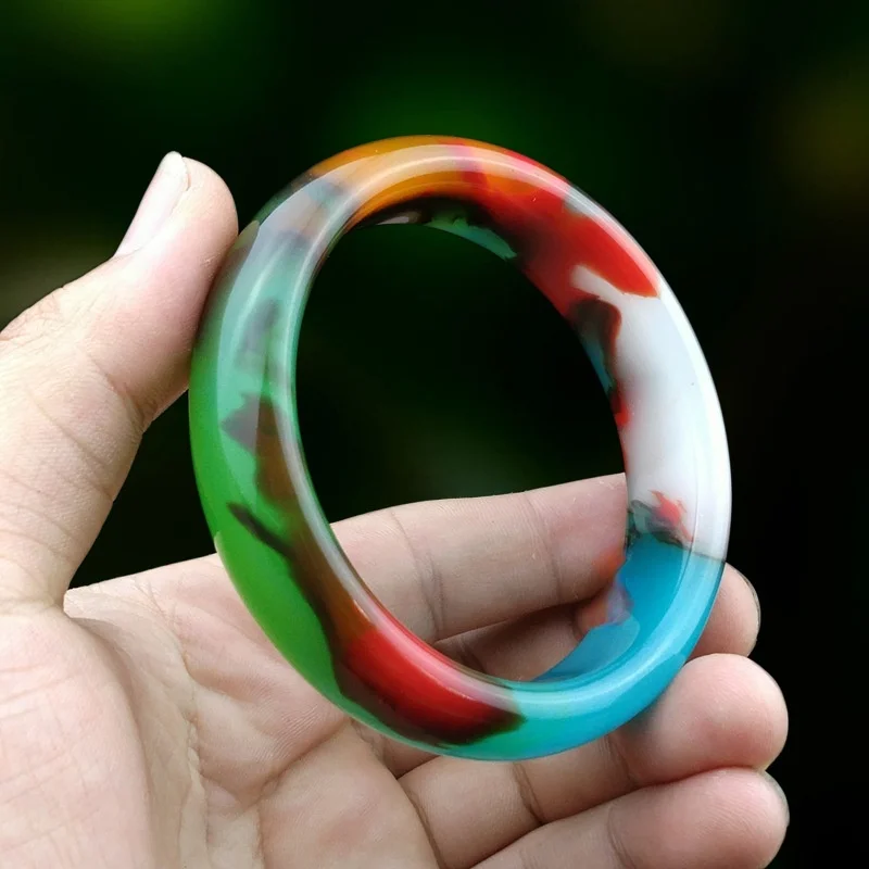 

Hot Selling Natural Colorful Jade Bracelet Charm Jewellery Women's Hand-Carve Bracelet for Women Men Fashion Accessories54-64mm