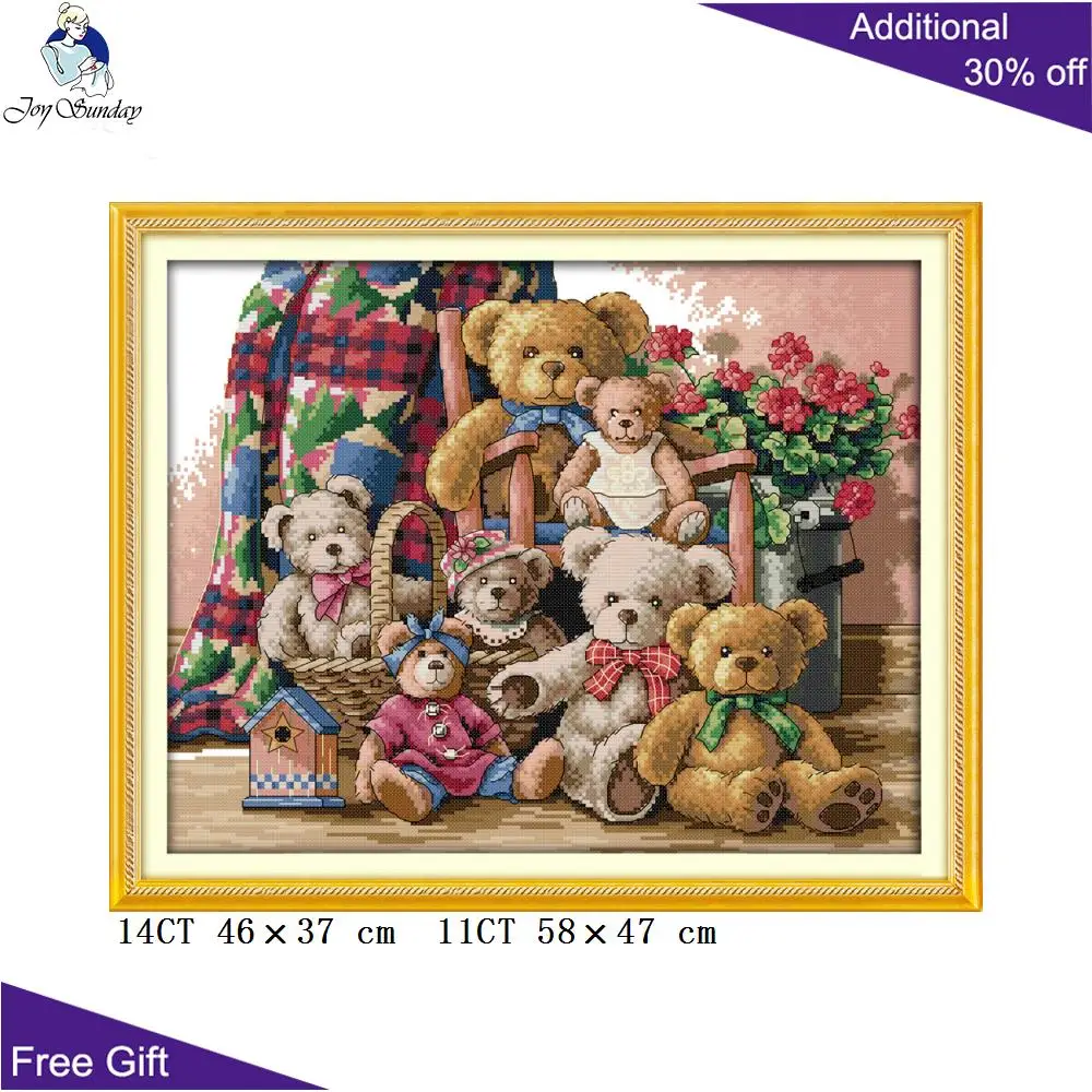 Домашний декор Joy Sunday Bear Family C597 14CT 11CT счетный и штампованный медведь счастливая