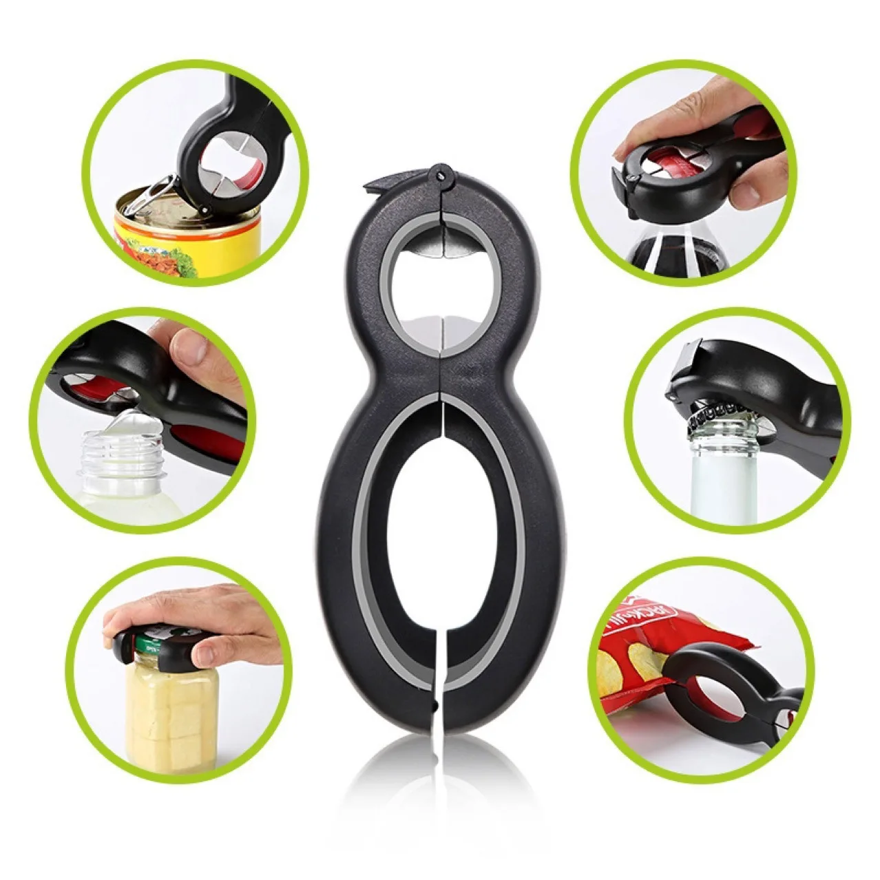 

6 in 1 Multi Function Twist Bottle Opener, All in One Jar Gripper Can Wine Beer Lid Twist Off Jar Opener Claw