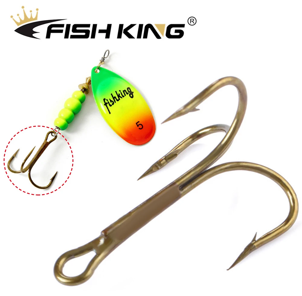 FISH KING 20pcs/pack Fishing Hook High Carbon Steel Treble Overturned Hooks Fishing Tackle Super Sharp Triple Hooks For Bass