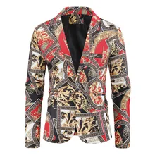 Chaqueta con botones para hombre, traje de lujo con estampado Floral para Club nocturno, escenario, boda, Social, informal, ajustado, Formal (2)