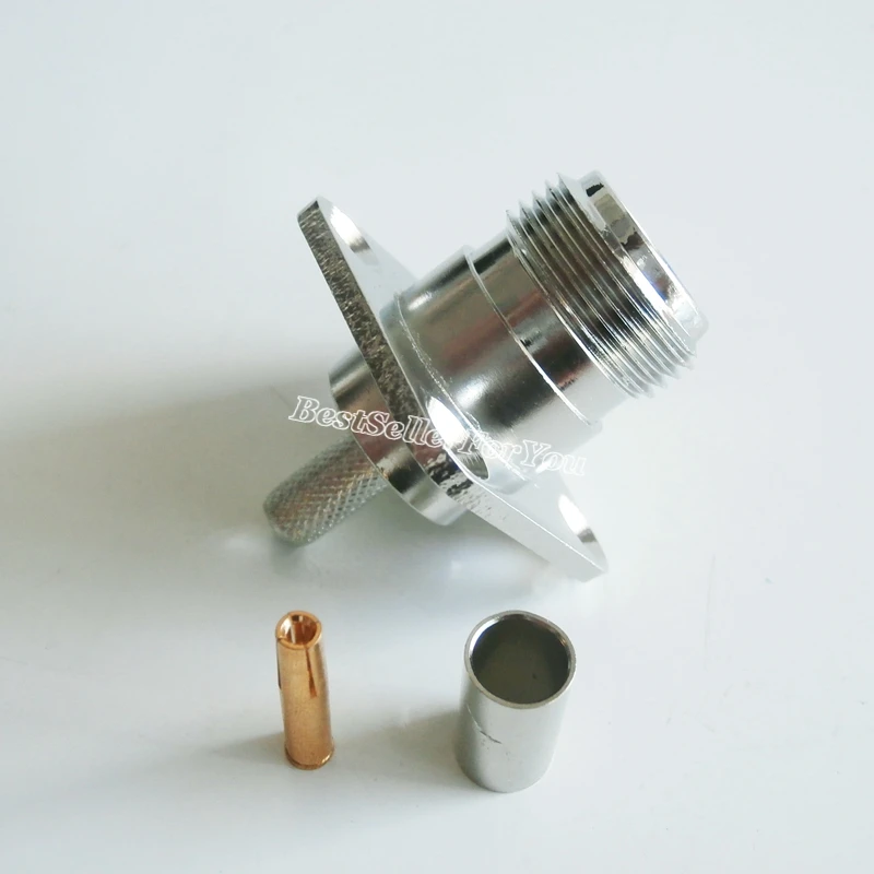 1 шт. N гнездовой фланец обжимной Соединитель с 4 отверстиями RG58 RG142 LMR195 RG400