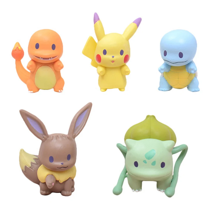 

5pcs/set Pokemon Pikachu Squirtle Bulbasaur Anime Action Figures Toy Pocket Monsters Collection Mini Model Dolls For Children