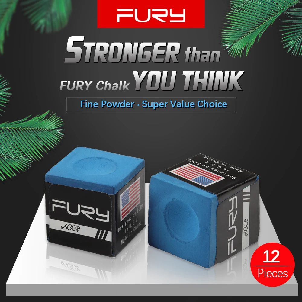 

Original FURY Chalk Billiard Chalk 12 Pieces Blue Oil Pool Chalk Snooker Chalk Professional Billiard Accessories